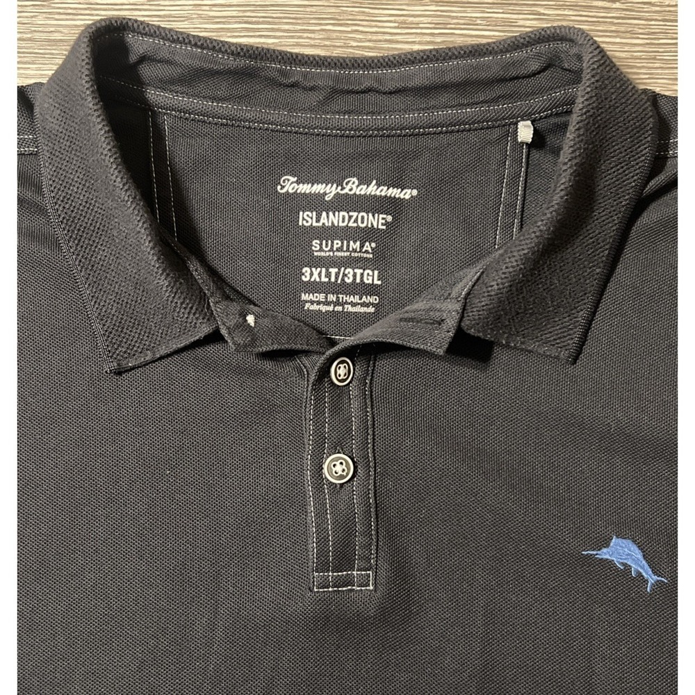 Tommy Bahama Island Zone Supima Black Short Sleeve Polo Shirt Size 3XLT Tall